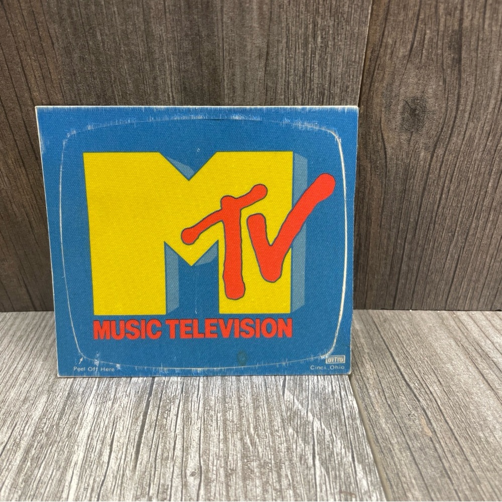 MTV Logo Stereo-ized Vintage 1982 OTTO Satin Cloth Promo RARE Original Sticker